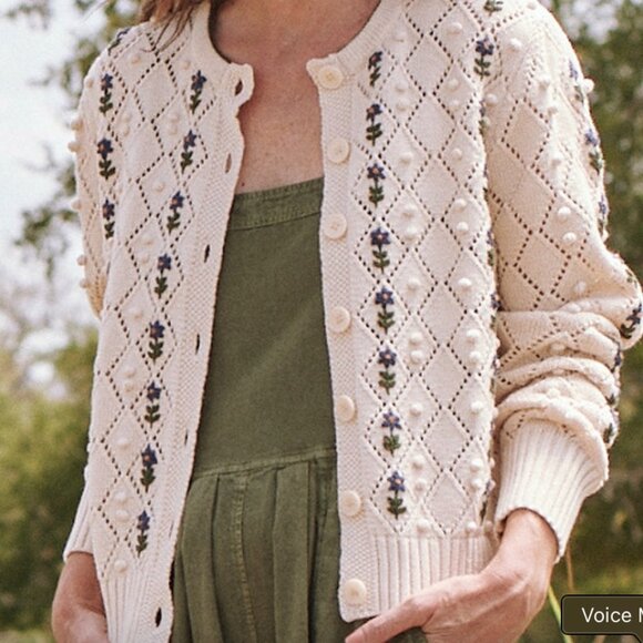 THE GREAT. Sweaters - **INCREDIBLE FIND** THE GREAT | Embroidered Cornflower Cardigan | Size 2